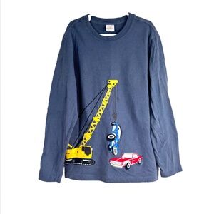 Hanna Andersson Construction Long Sleeve Tee Boys 10 T Shirt Embroidered Cars